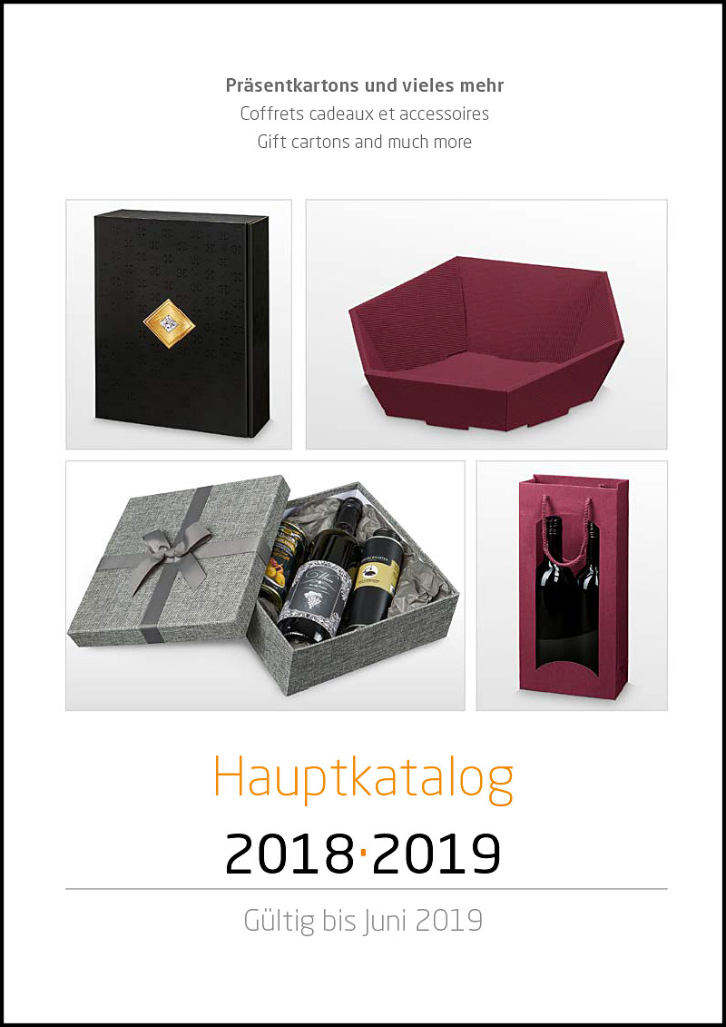 Verpackungen Katalog mit Tragetaschen Geschenkkartons, Papieren, Bändern uvm.